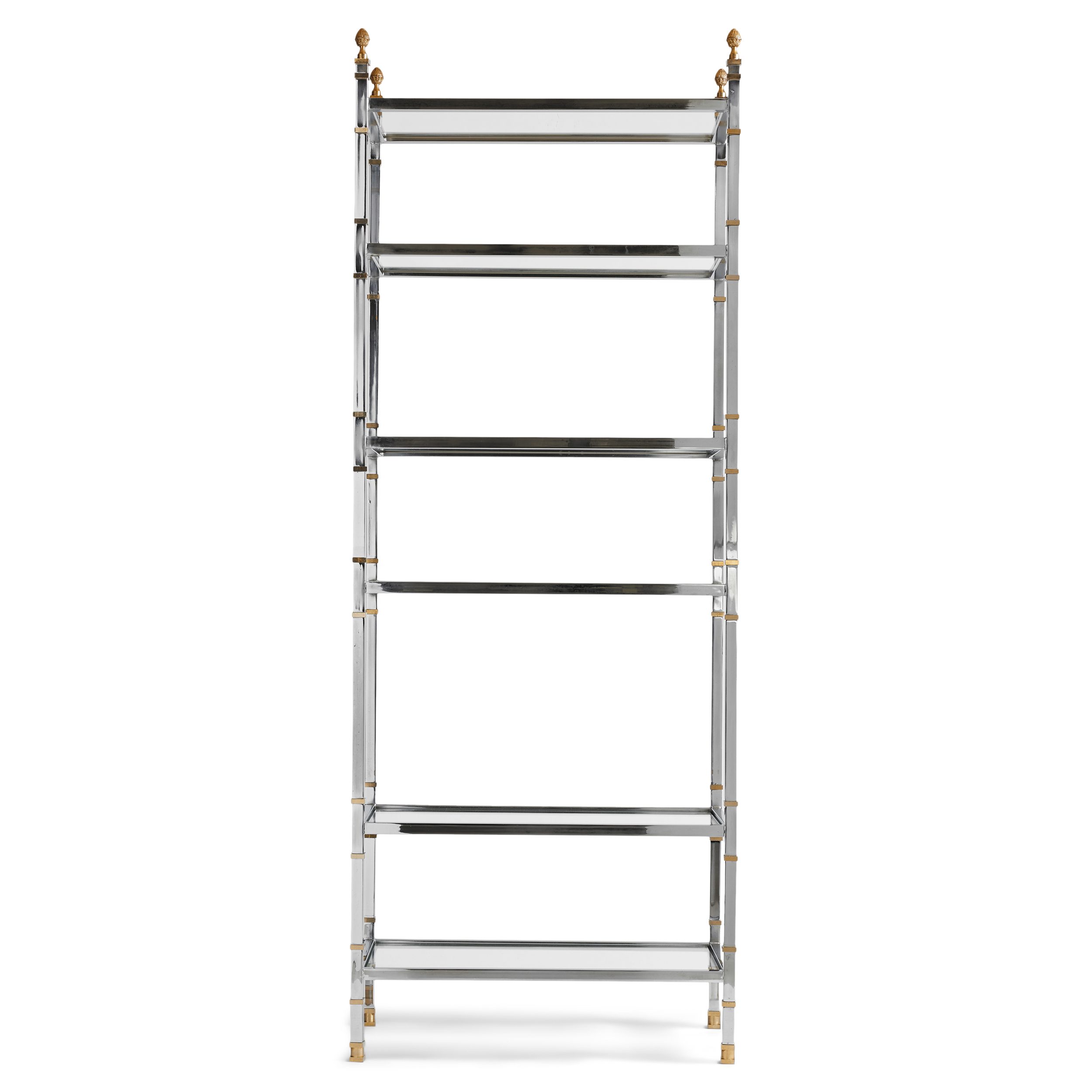 A Glamorous Chrome and Bronze Bookshelf /Étagère (pair available)