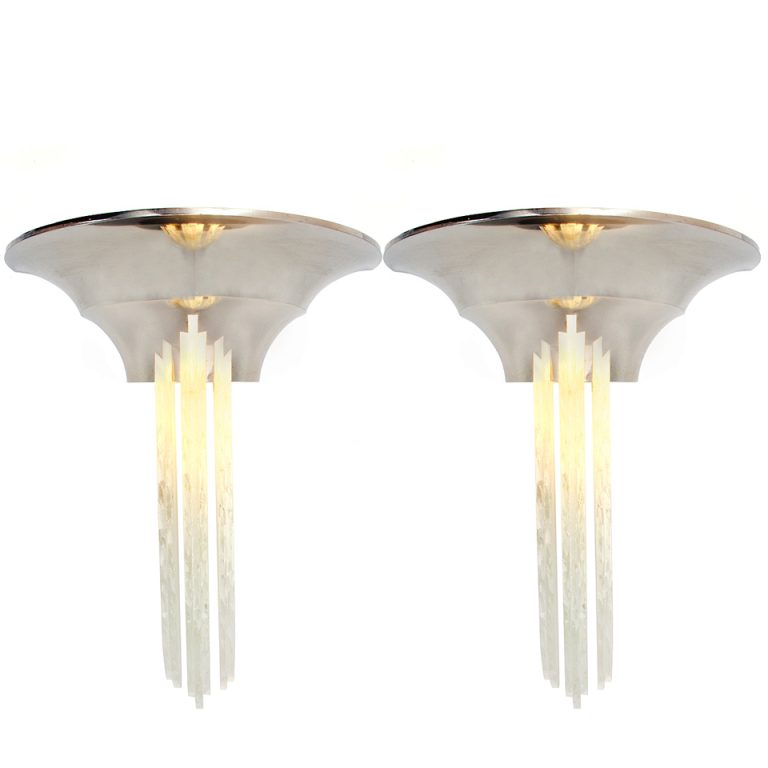 A Pair of Monumental Art Deco Revival Wall Lamps