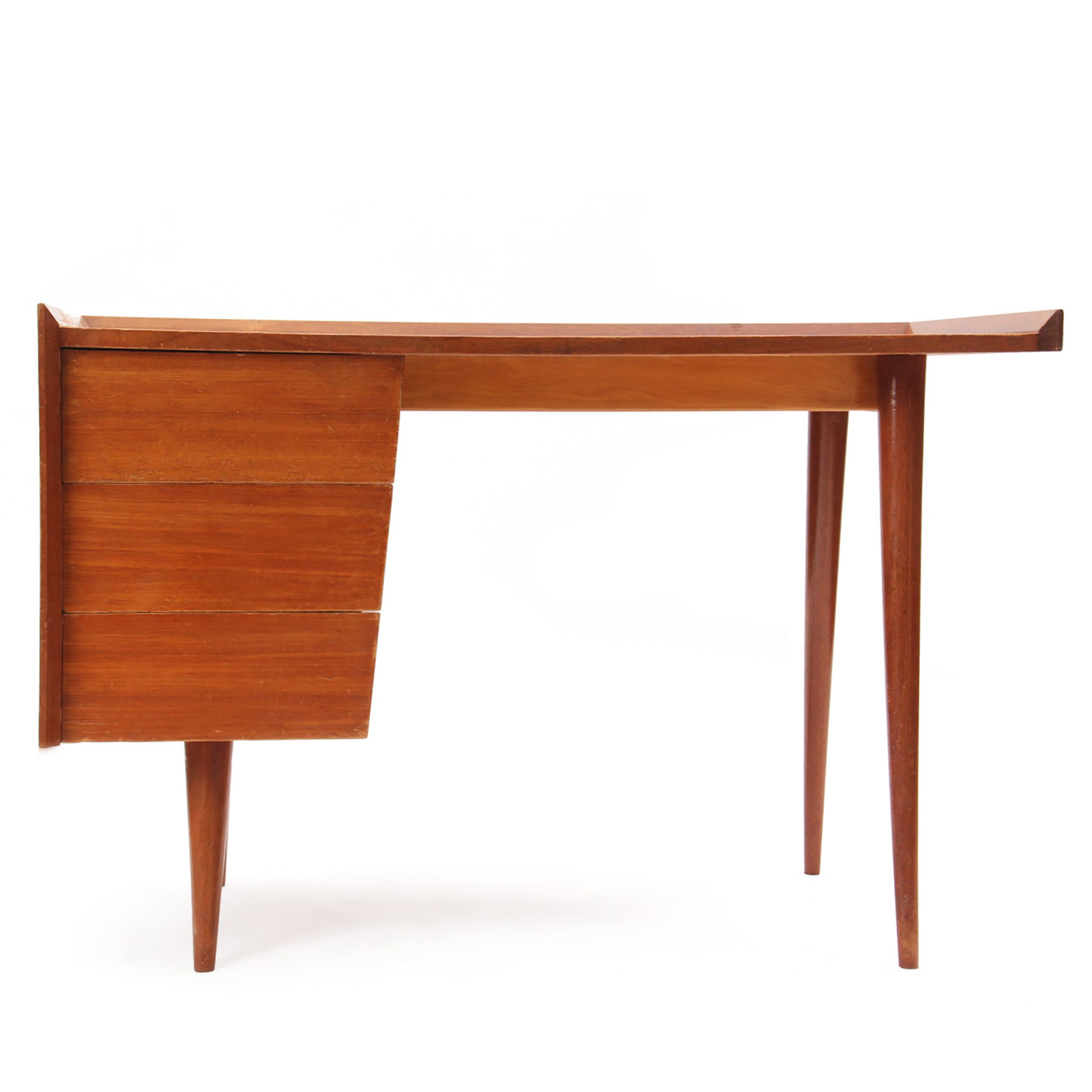 Mahogany Modernist Desk with Gallery Edge Top