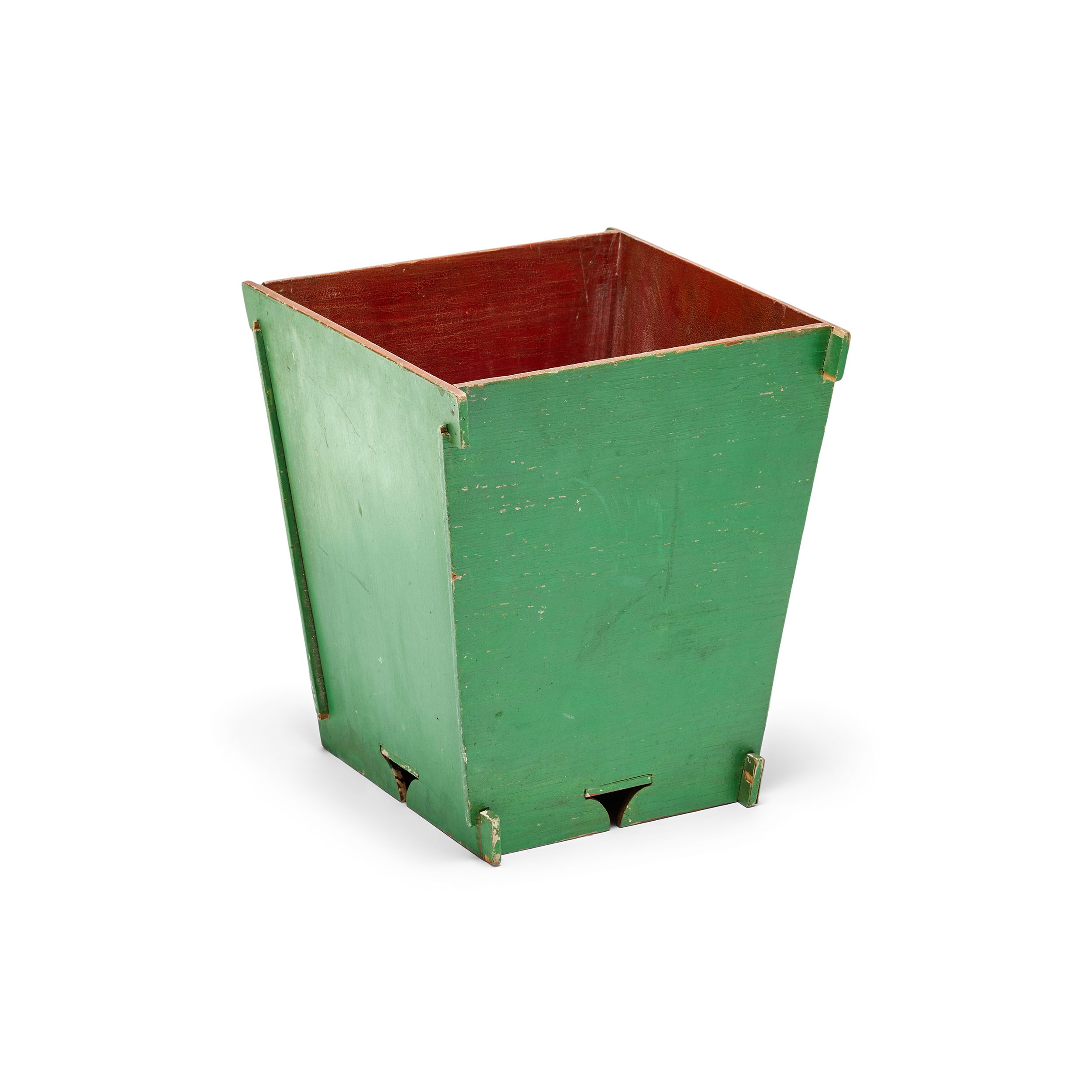Folk Art Wooden Trash Can