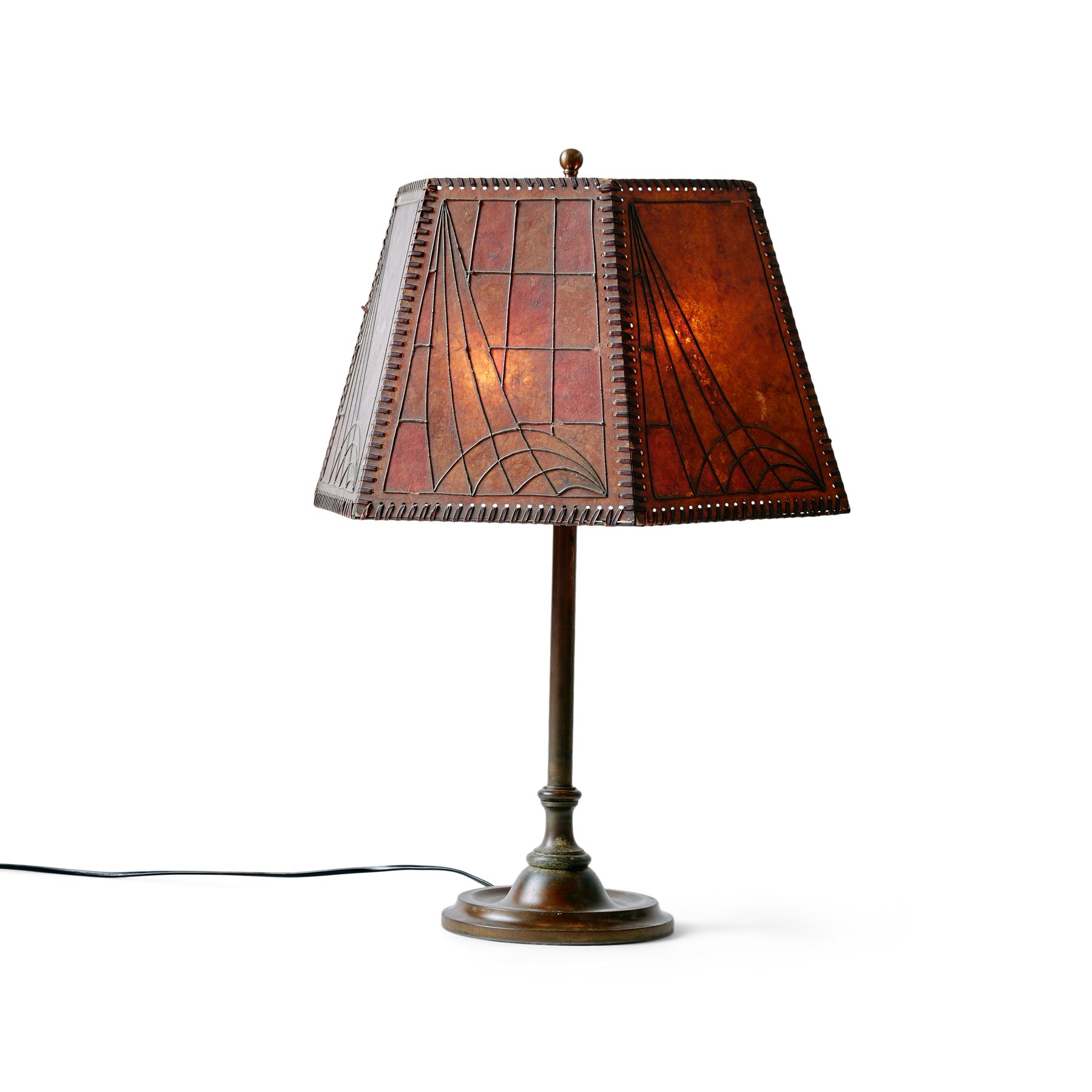 Arts and Crafts Bronze and Mica Table Lamp