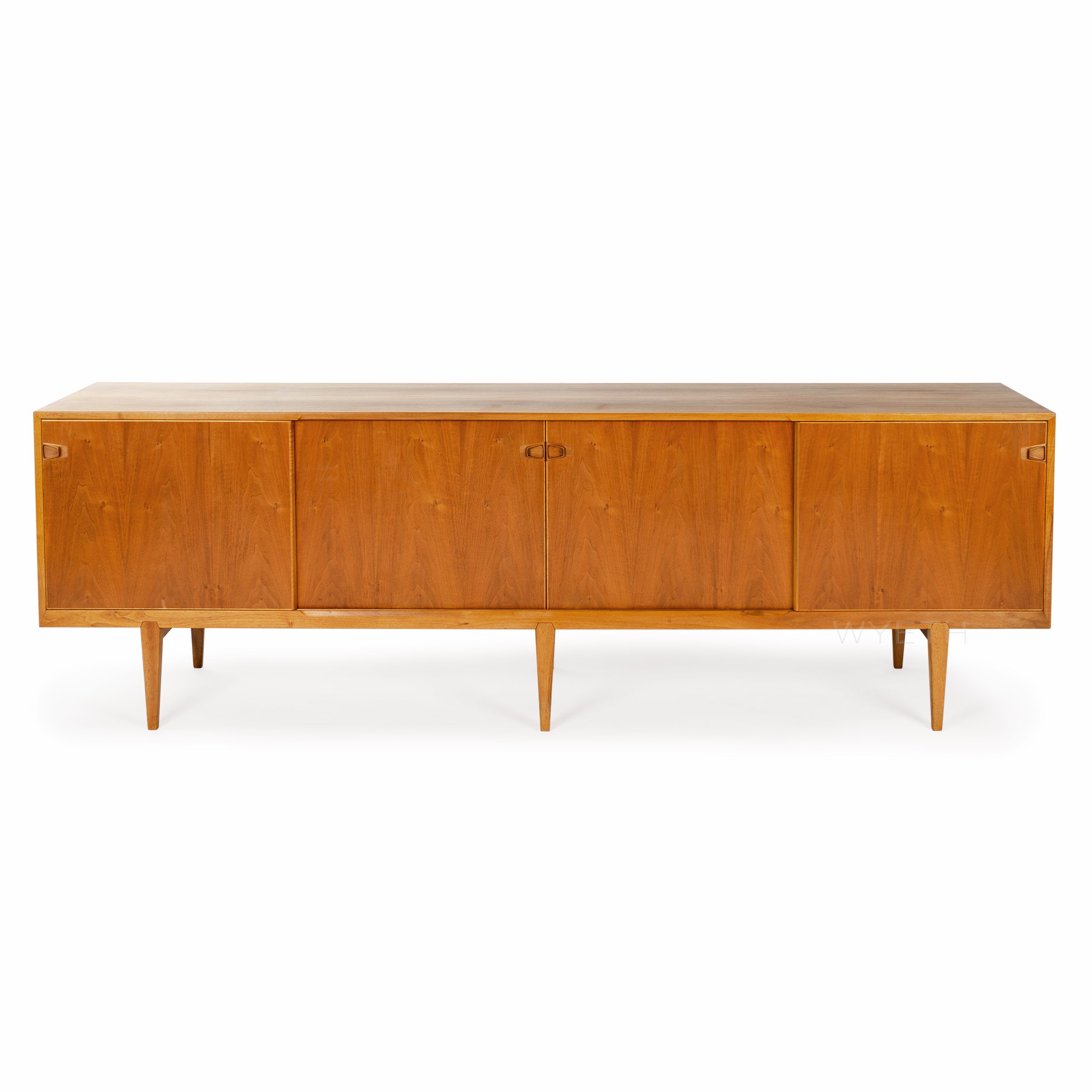 Long Walnut Sliding Door Cabinet