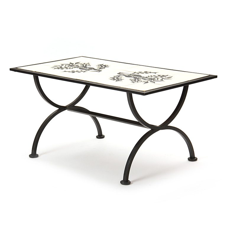 A Wrought Iron Table with Unique Tile Top
