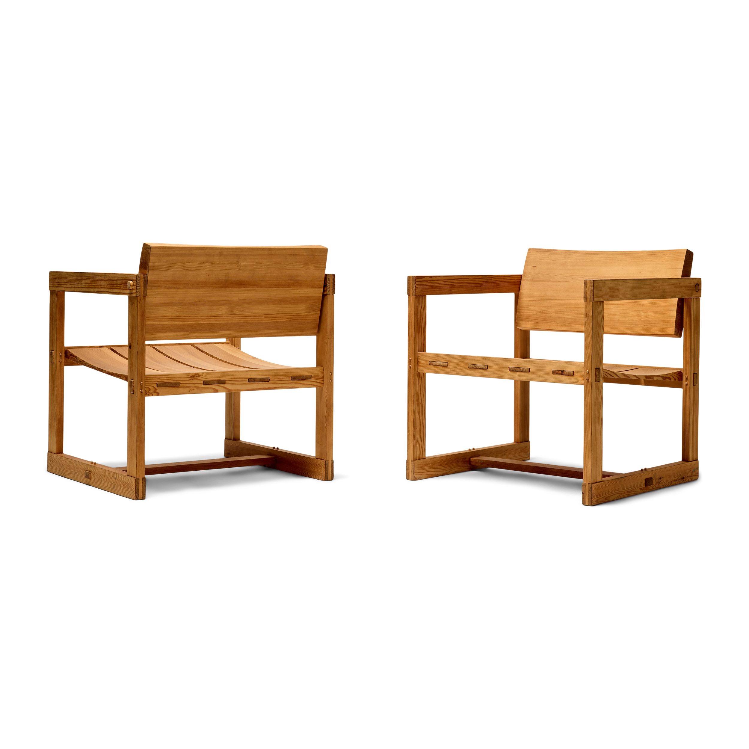 Pair of Solid Pine Lounge Chairs