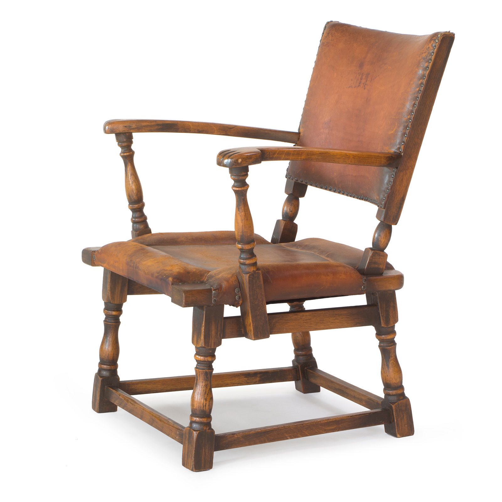Leather and Oak Armchair