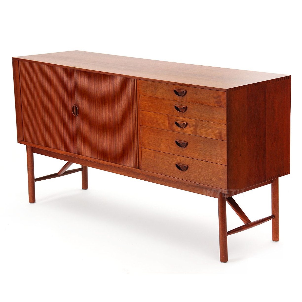 Hvidt & Molgaard-Nielsen Solid Teak Tambour Sideboard