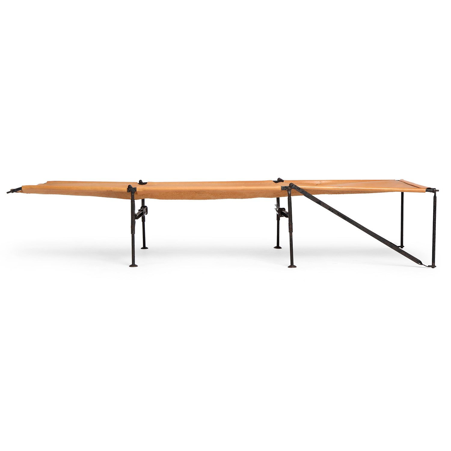 Leather Topped Folding Cot