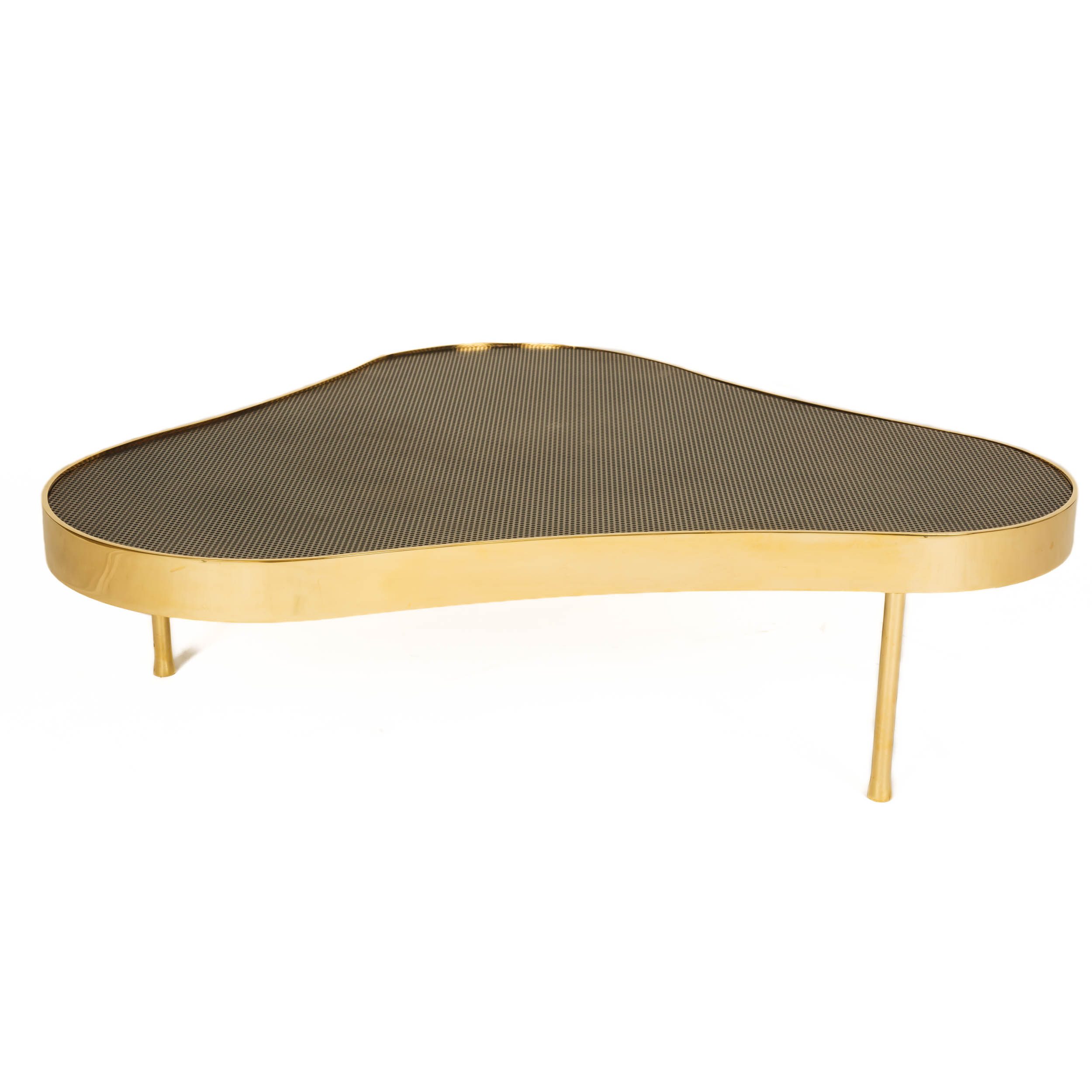 Biomorphic Low Table in Polished Bronze with Blackened Top