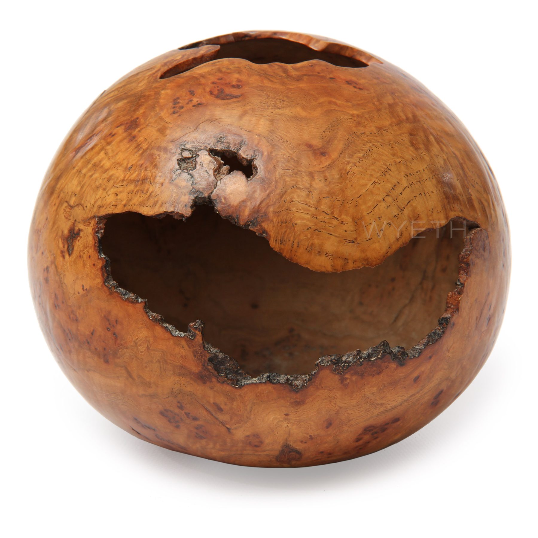 Red Oak Burl Hollowform Orb Sculpture