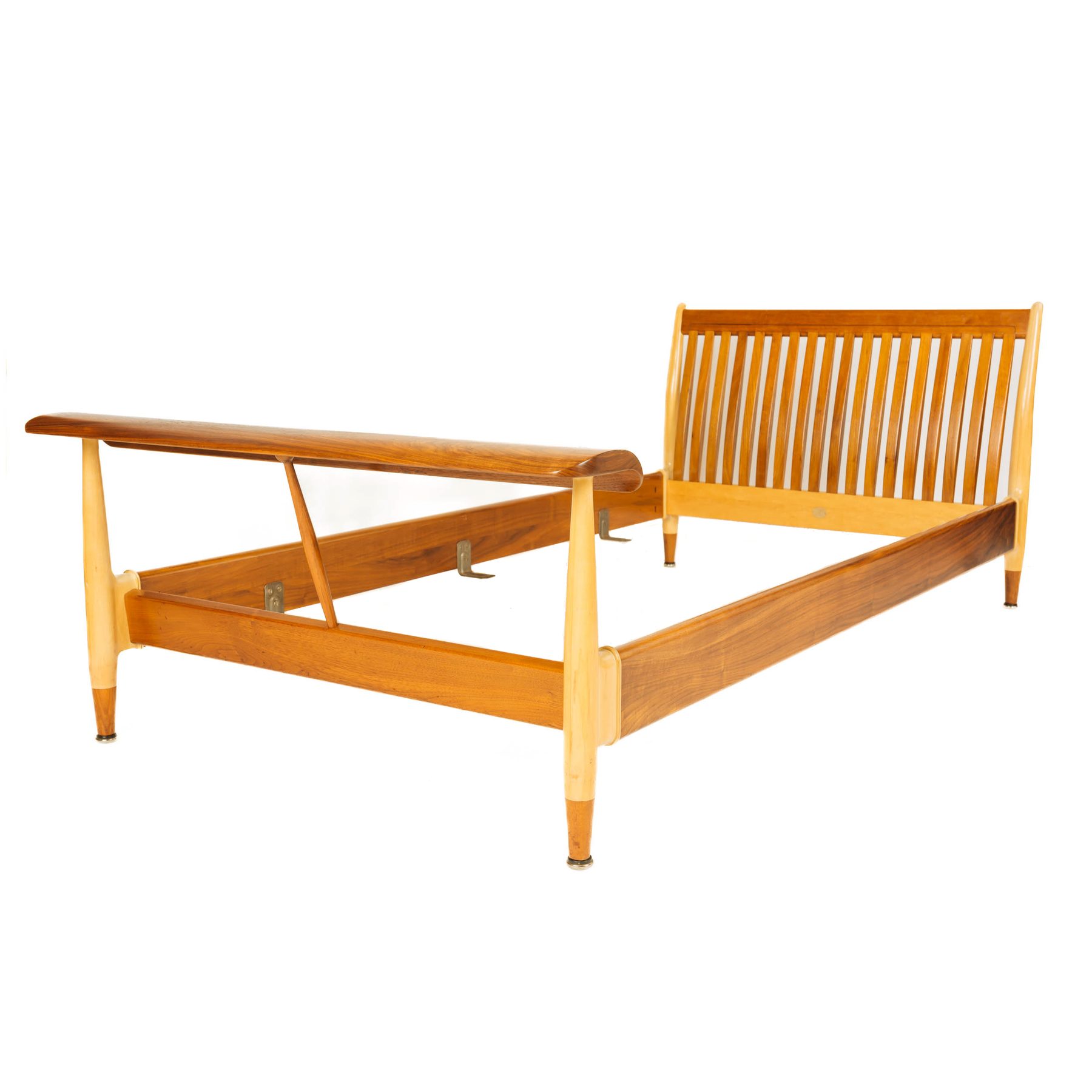 A Pair of Walnut & Birch Twin Beds