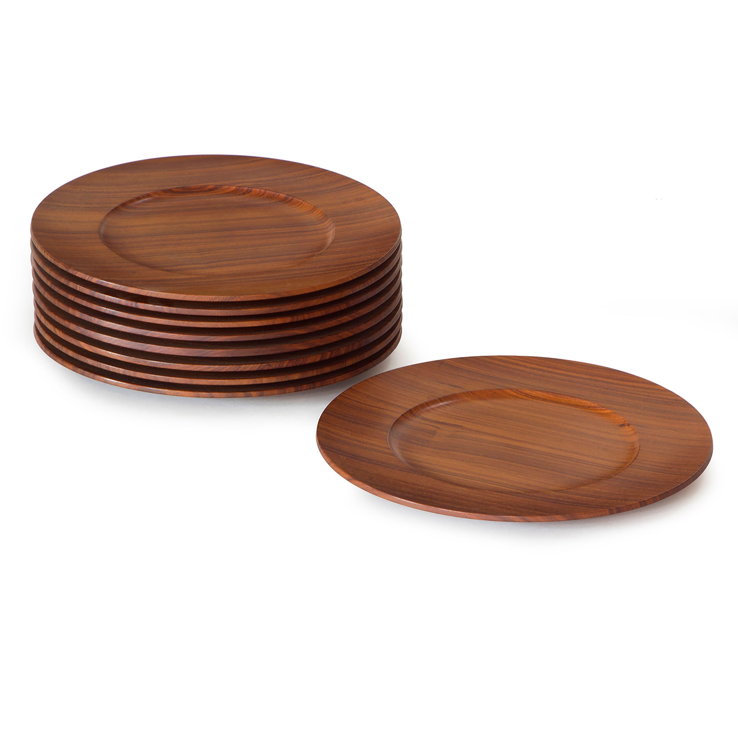 Stacking Turned Teak Plates