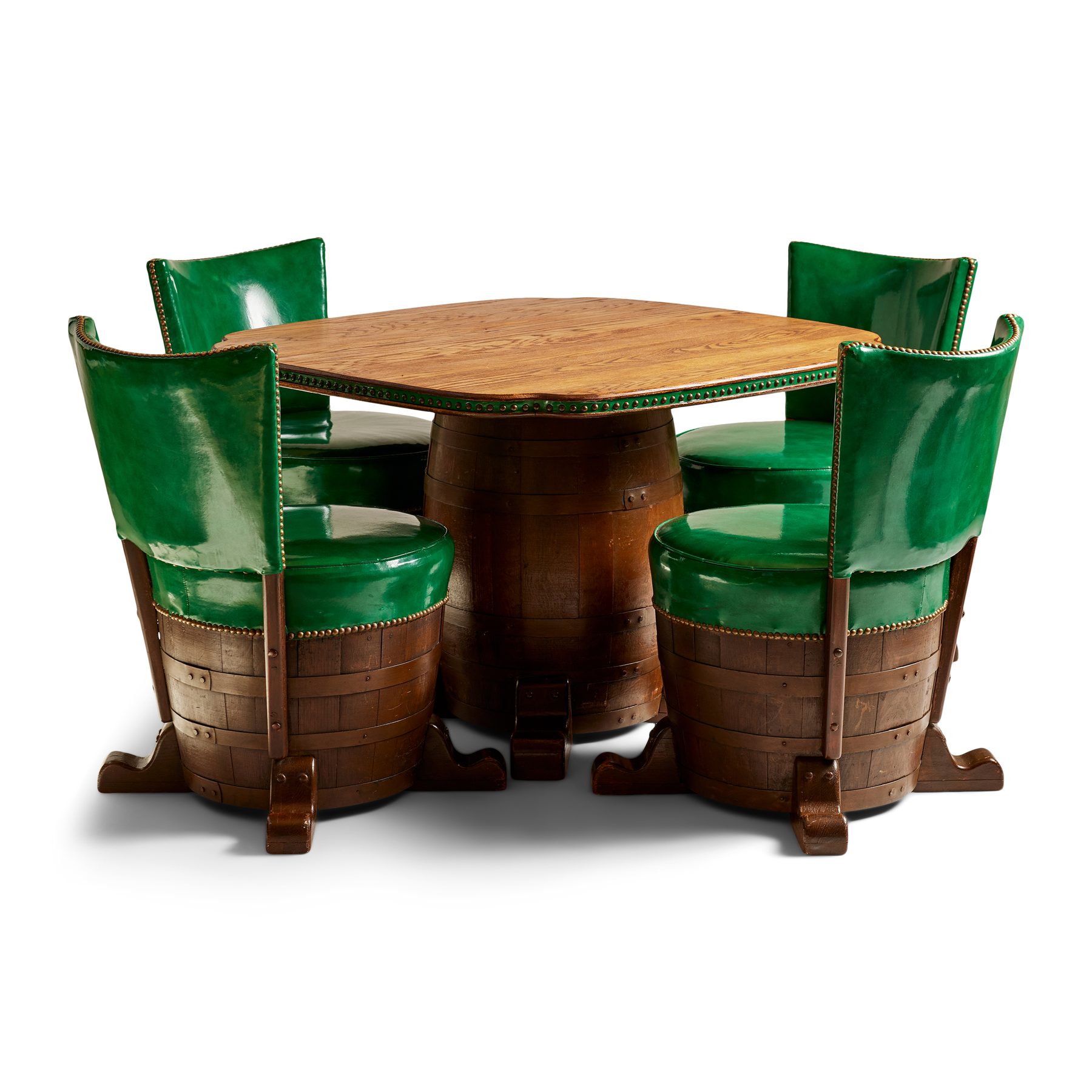 Unusual Barrel Base Game Table and Chairs Set