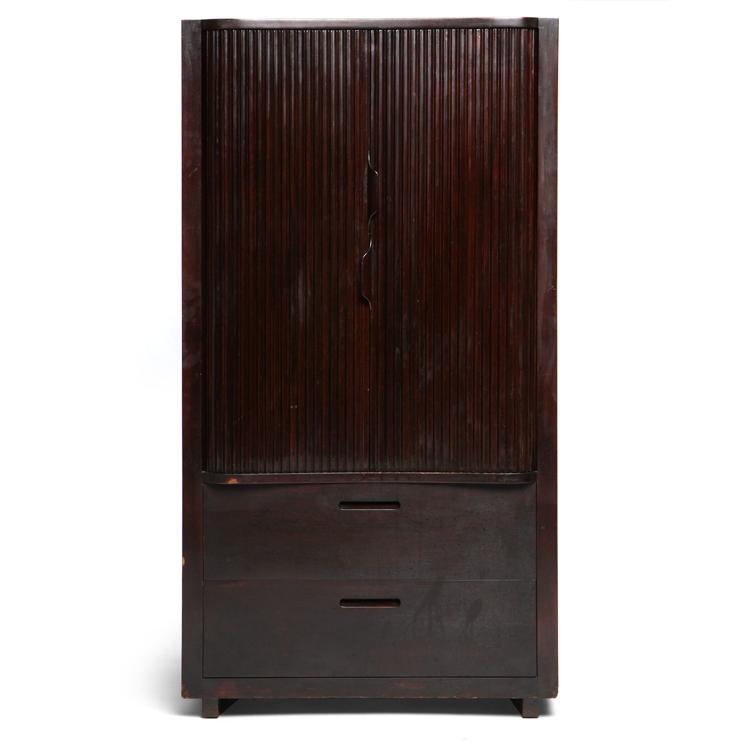 Tall Tambour Cabinet with Drawers
