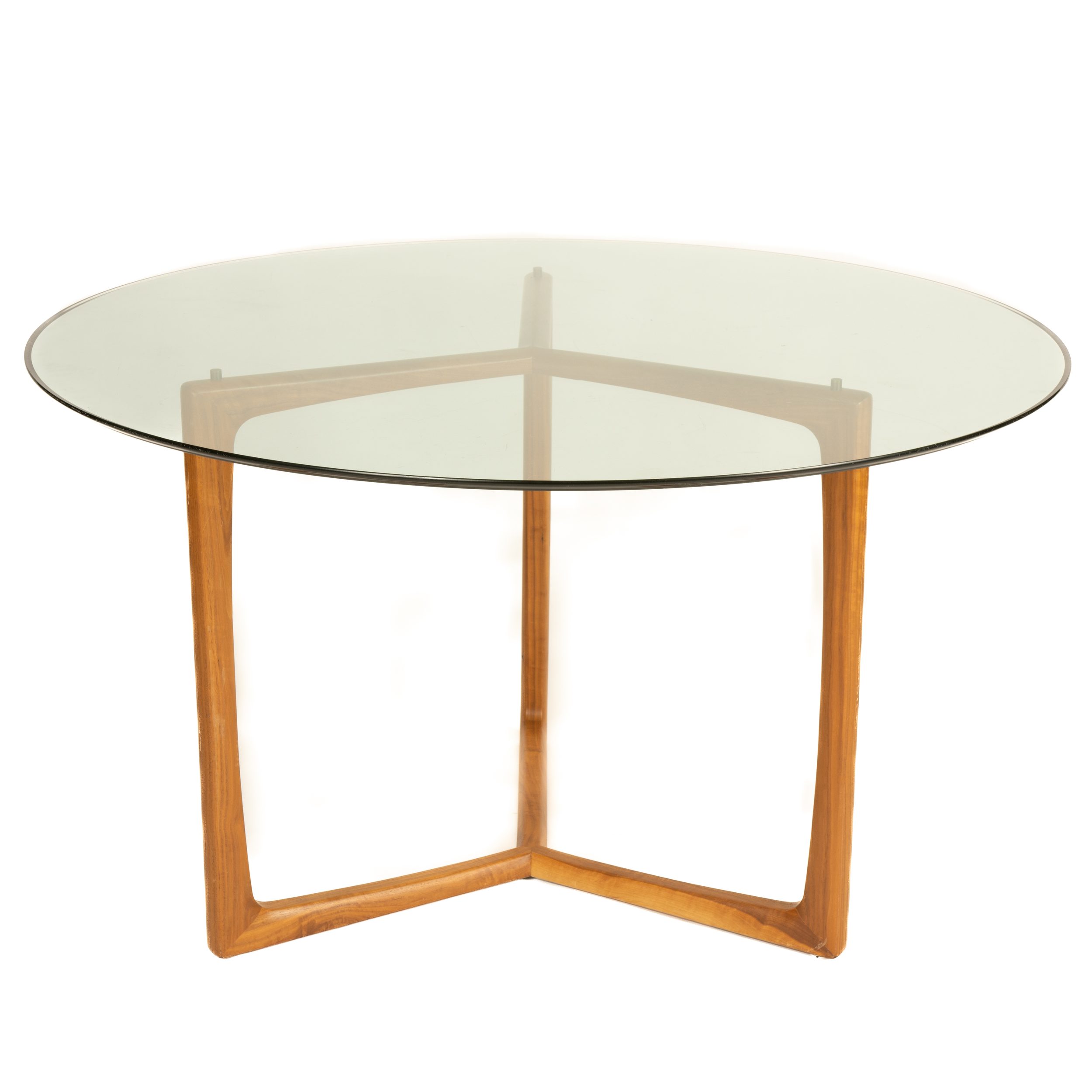 Round Glass Top Teak Center Table