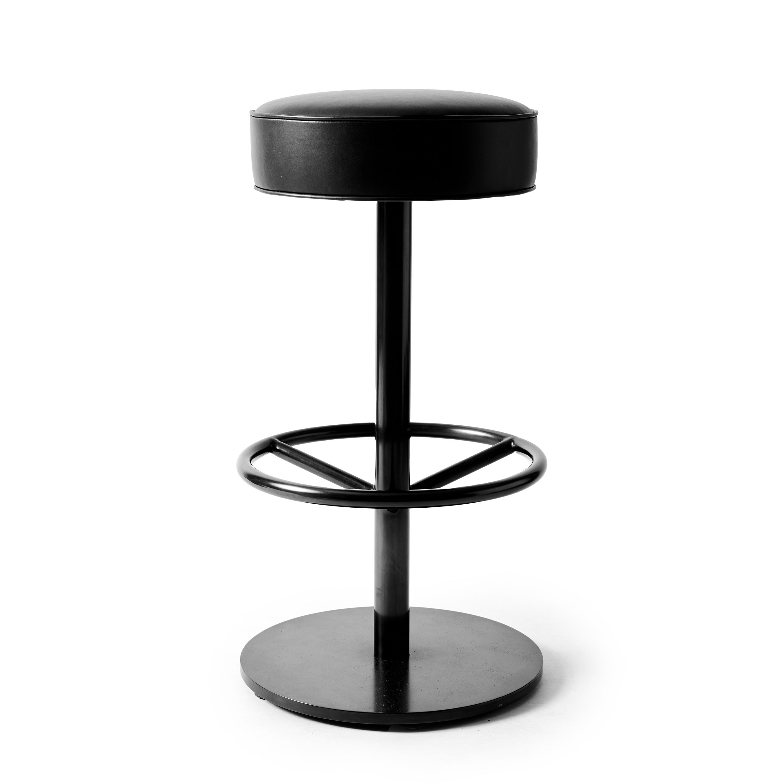Round Swivel Bar Stool in Patinated Steel