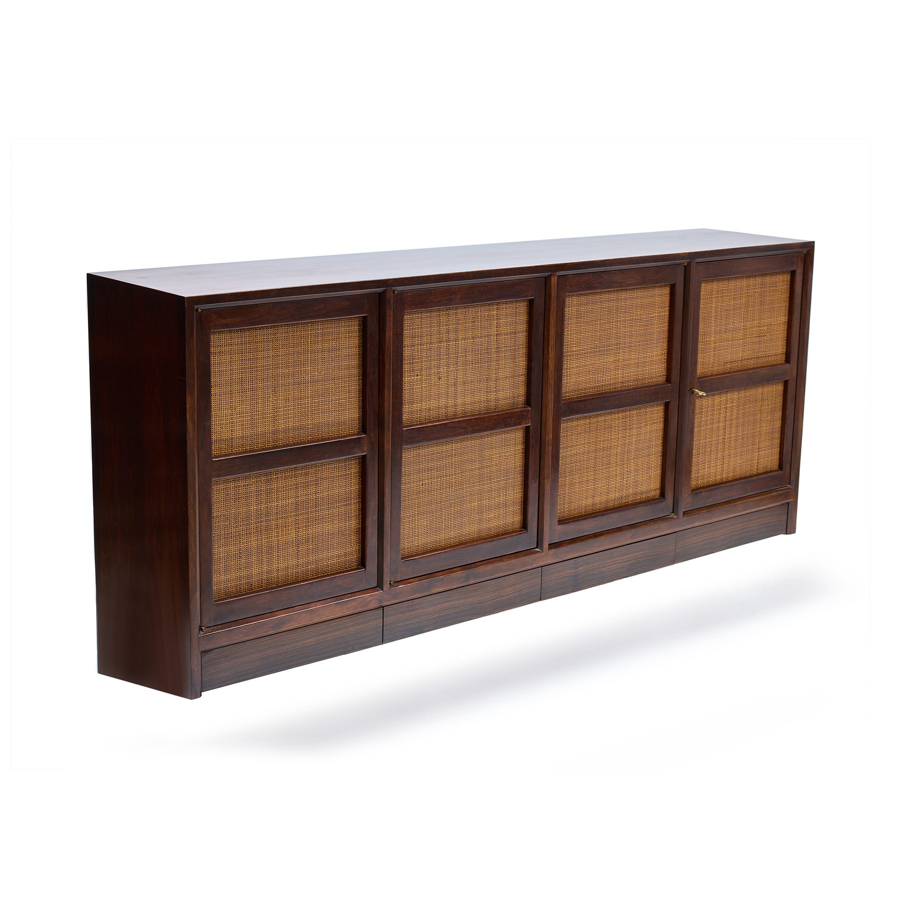 Wall Mounted Cabinet with Caned Doors