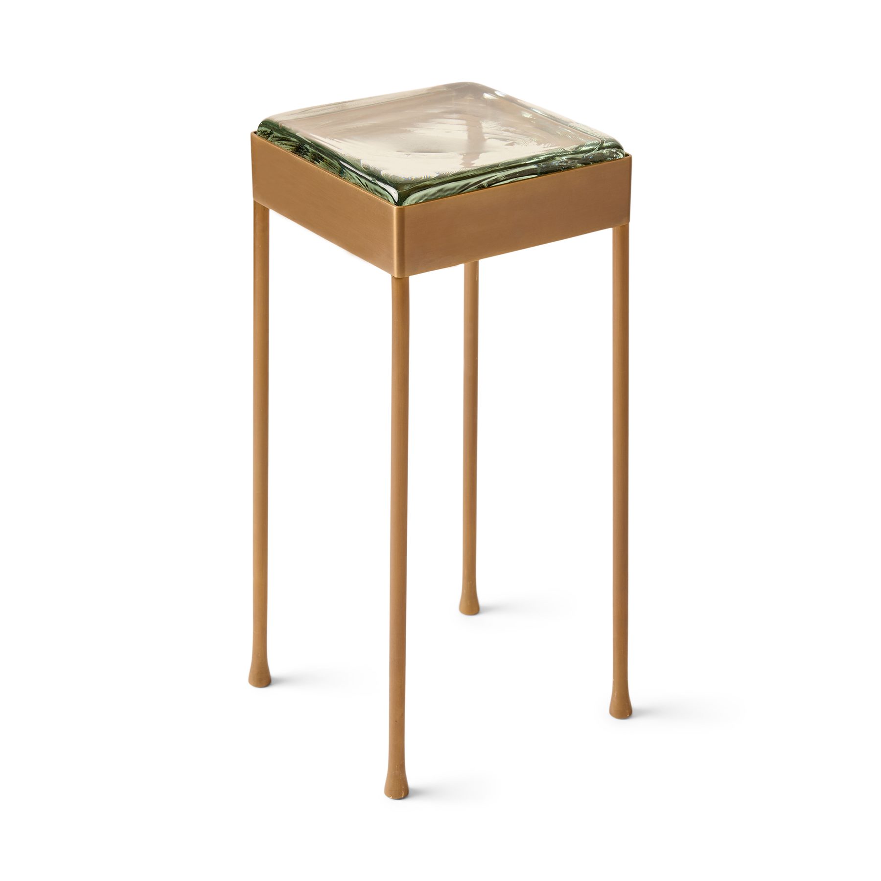 'Vista' Glass Block Cocktail Table in Darkened Bronze with Round Legs
