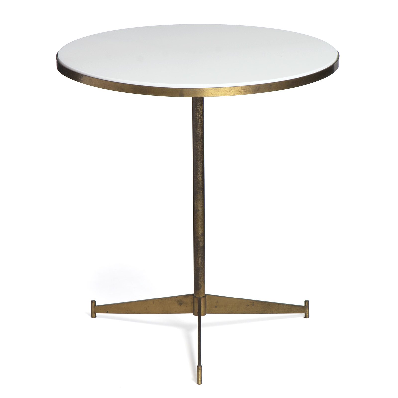 Brass Tripod Table With White Glass Top