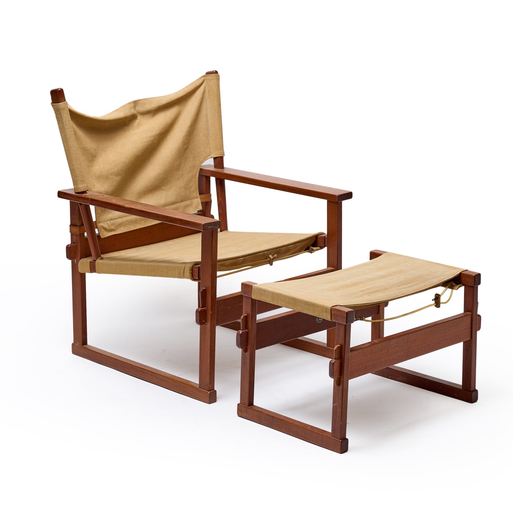 Teak Safari Chair and Ottoman