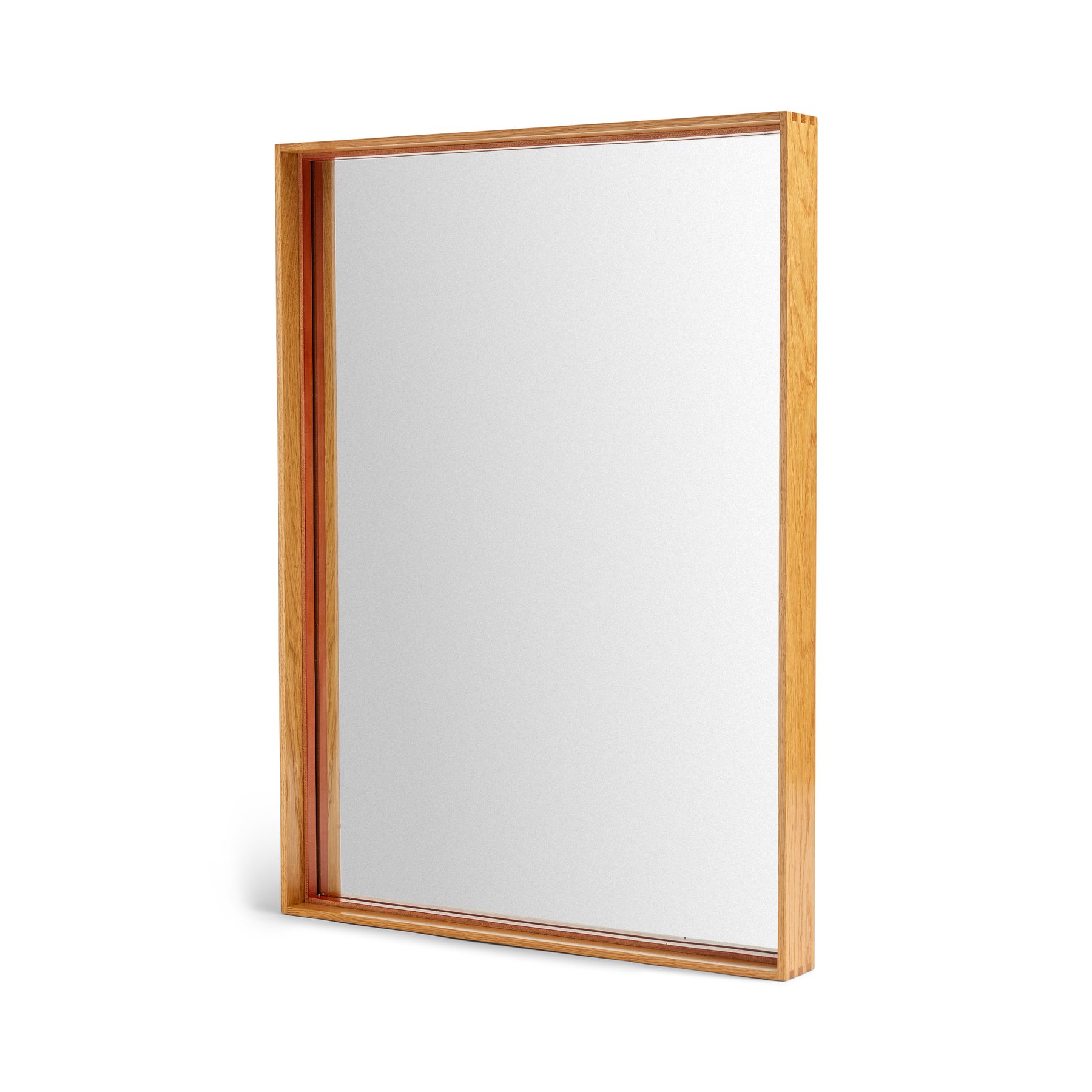 Original ‘Thin Line’ Solid Wood Mirror with Leather Trim