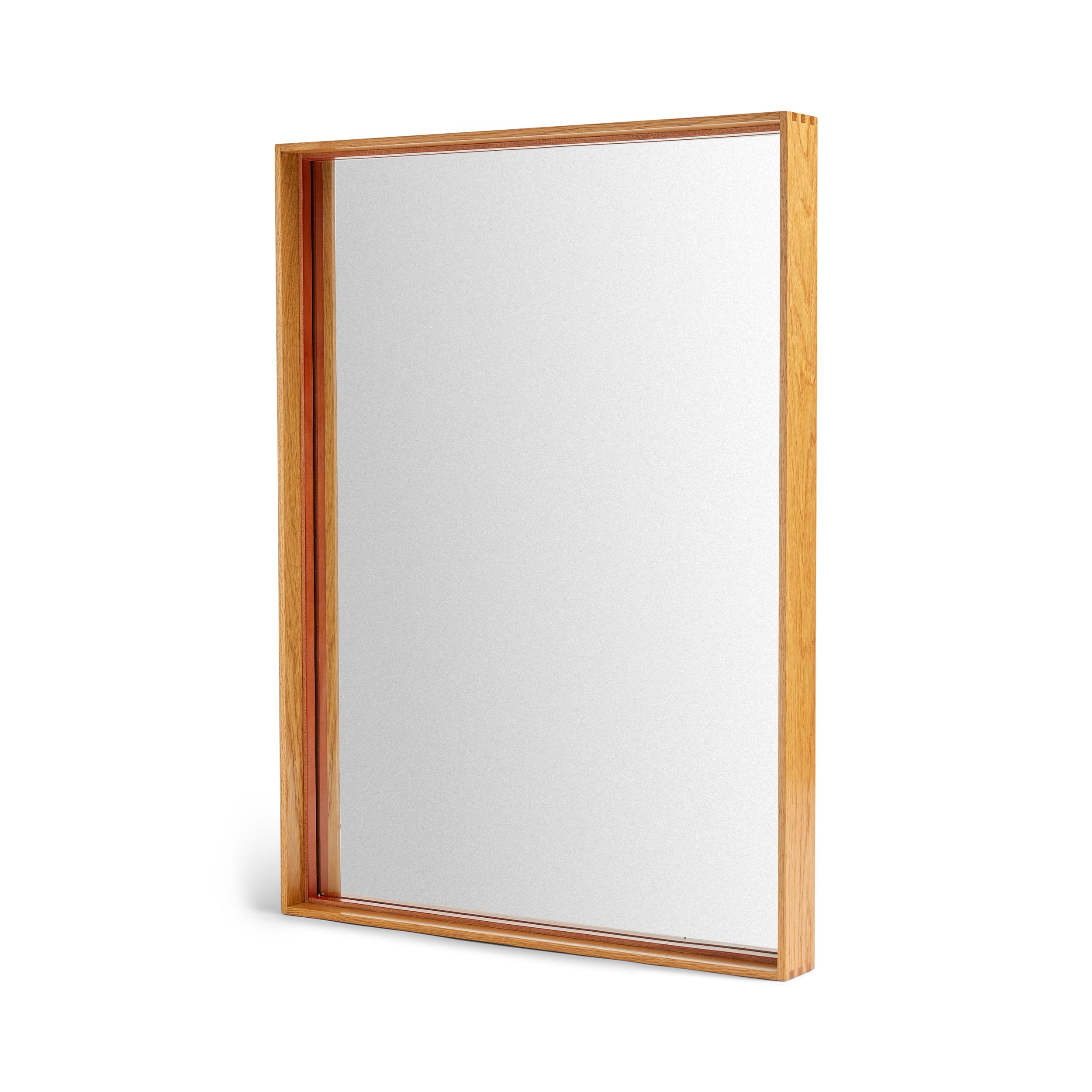 ‘Thin Line’ Wood Mirror with Leather Trim