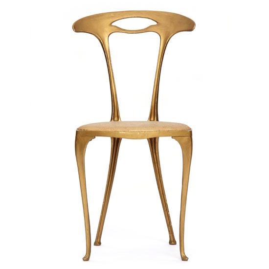 Delicately Sculpted Cast Metal Side Chair