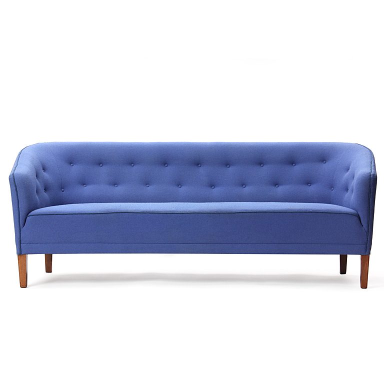 Tailored Button Back Blue Sofa
