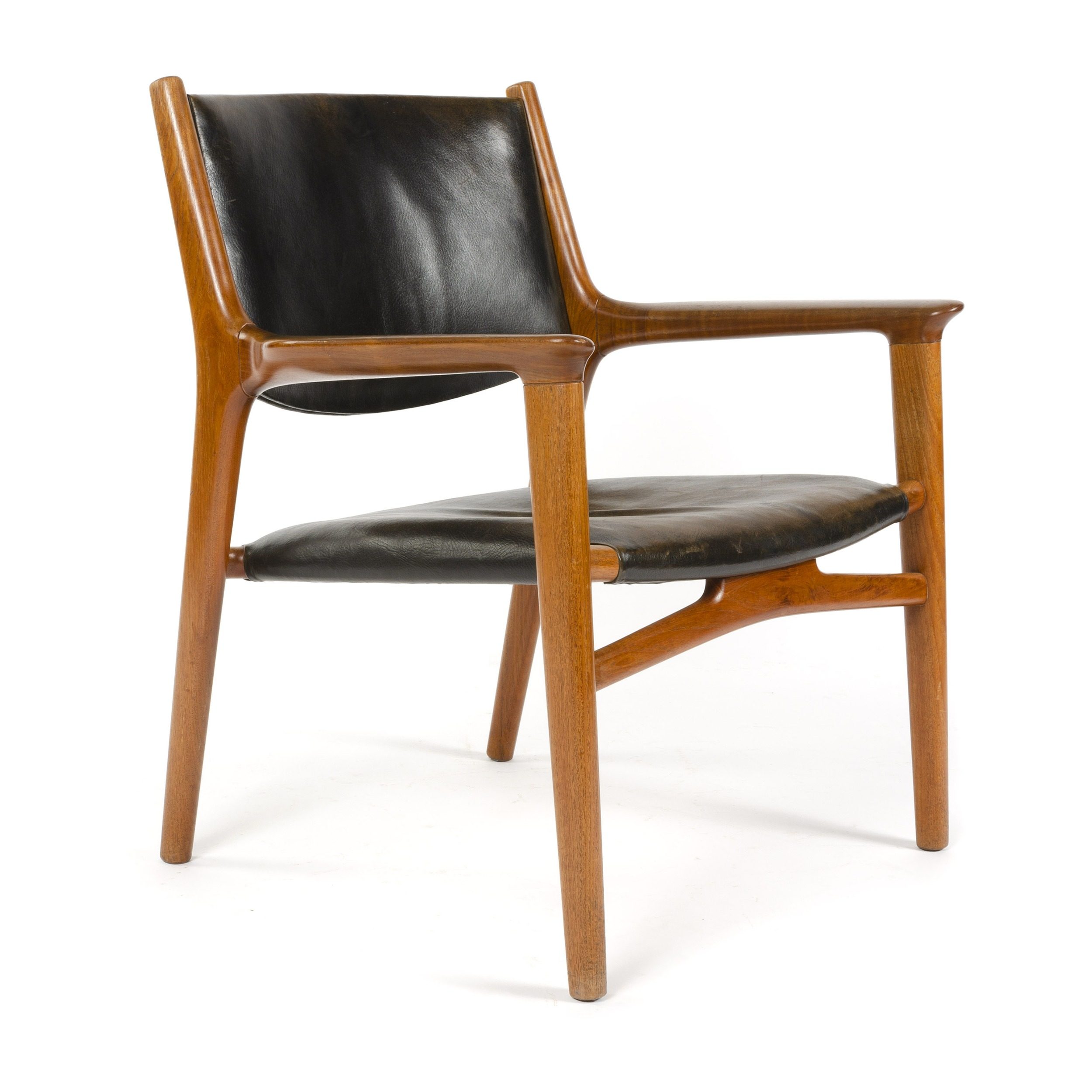 Oxhide Teak Lounge Chair