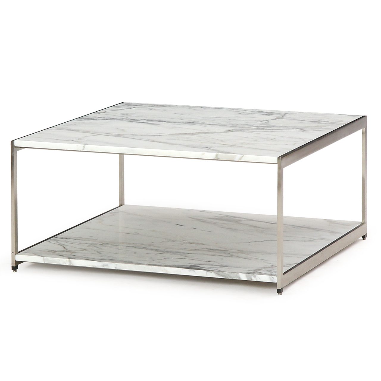 Two-Tiered Carrara Marble Table