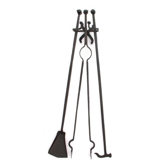 Wall Mounted Wrought Iron Fireplace Tool Set