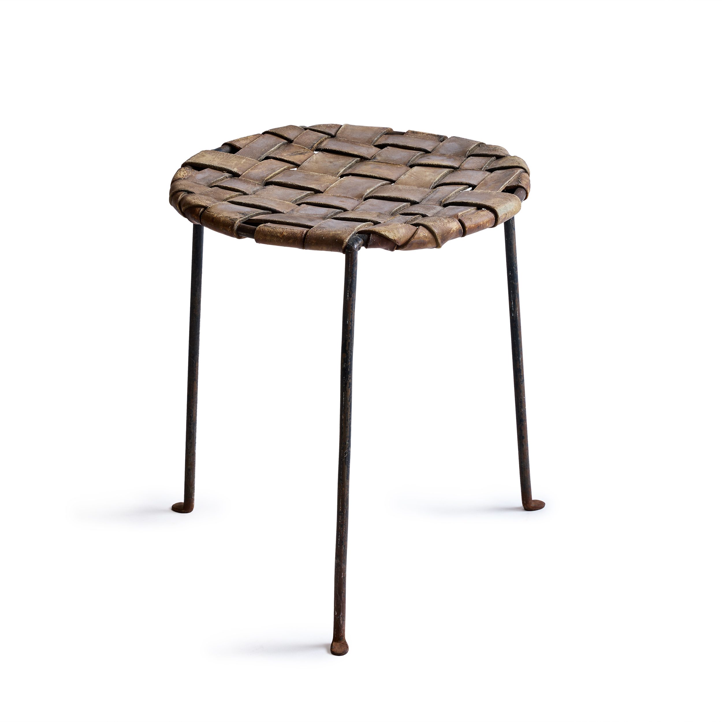 Woven Leather Stool