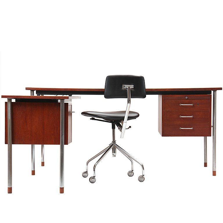 Teak and Steel Desk