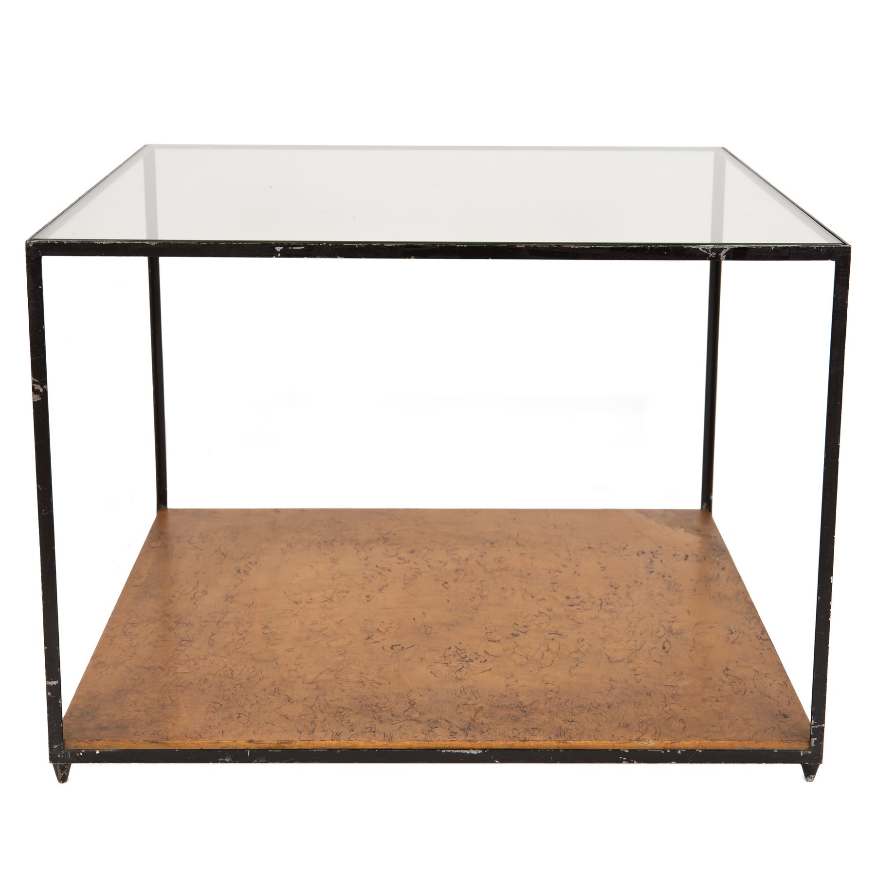 Open Cube Form Steel, Glass + Finnish Birch Table