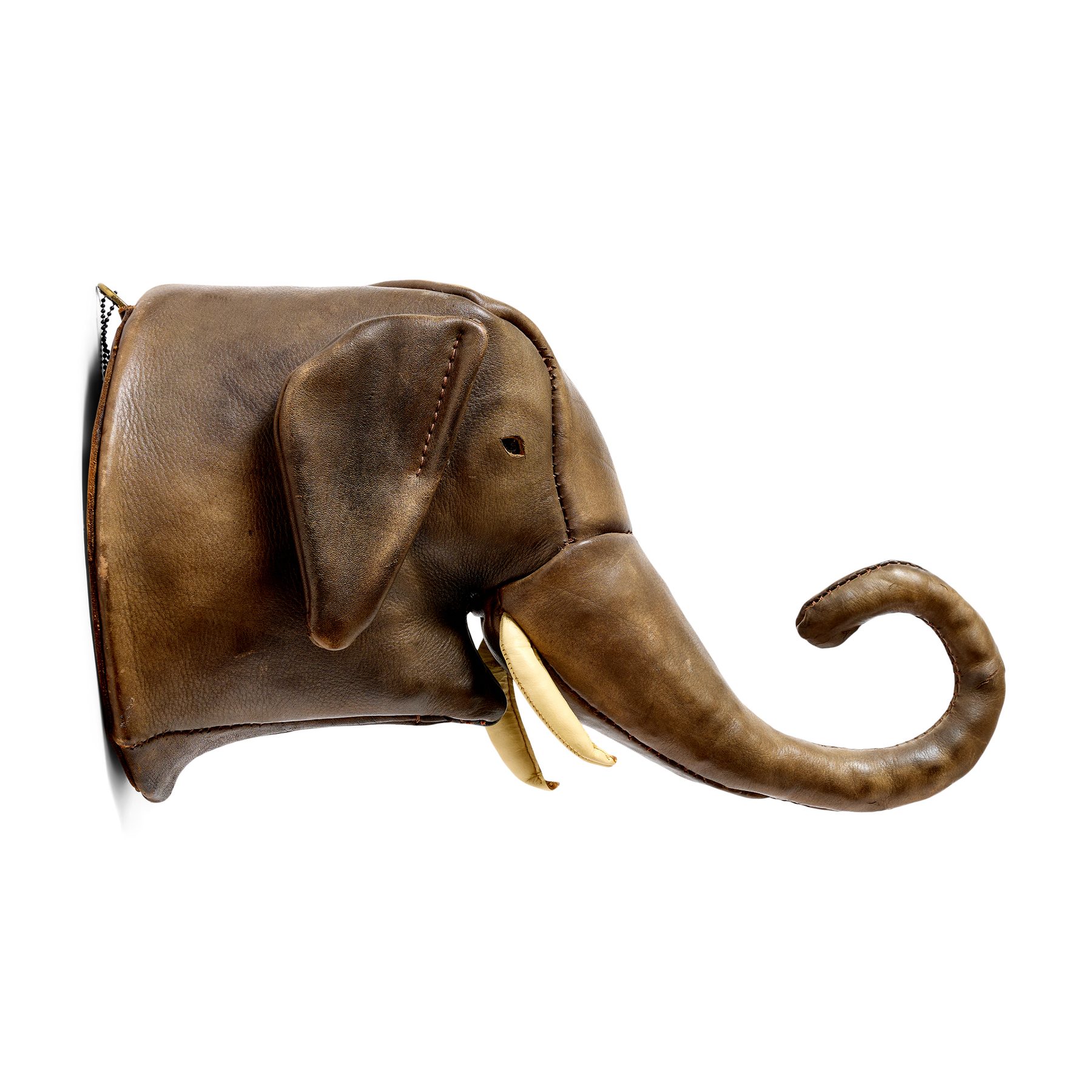 Wall Mount Leather Elephant Bust
