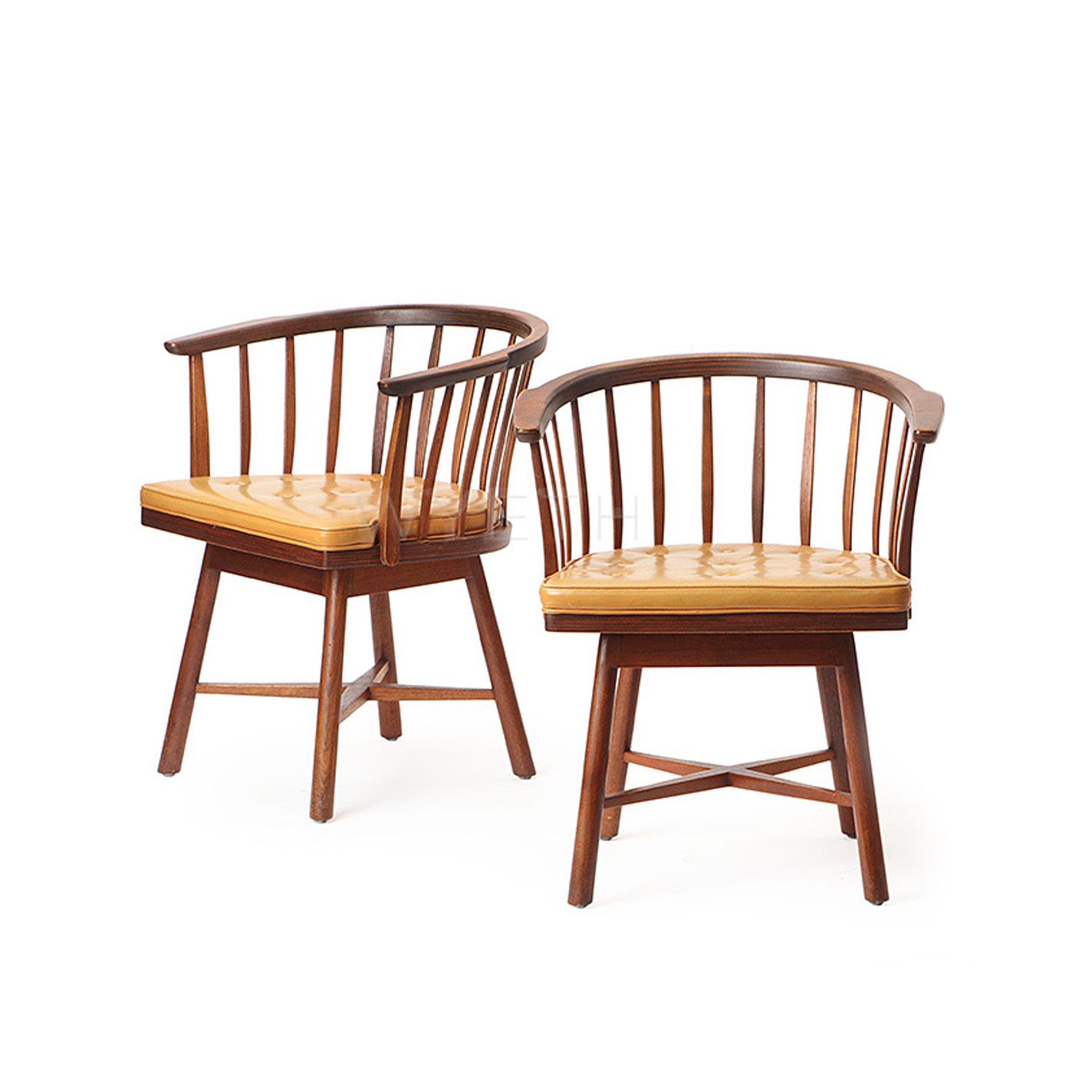 Pair of Swiveling Barrel Back Chairs