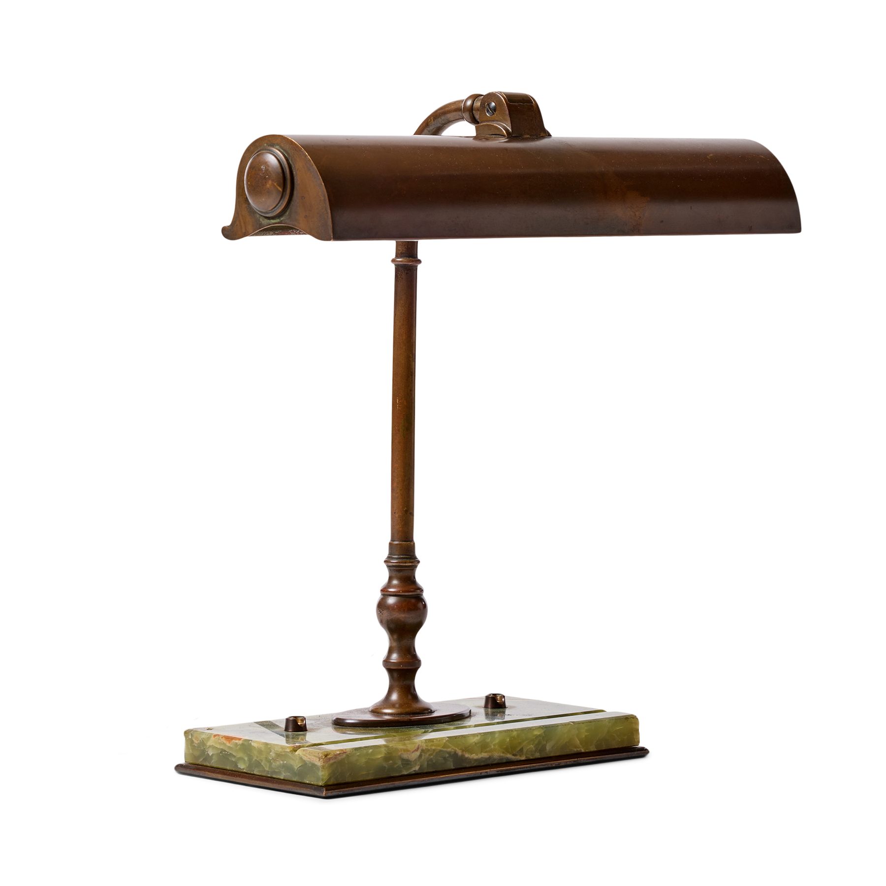 Bronze Bankers Lamp with Green Onyx Base