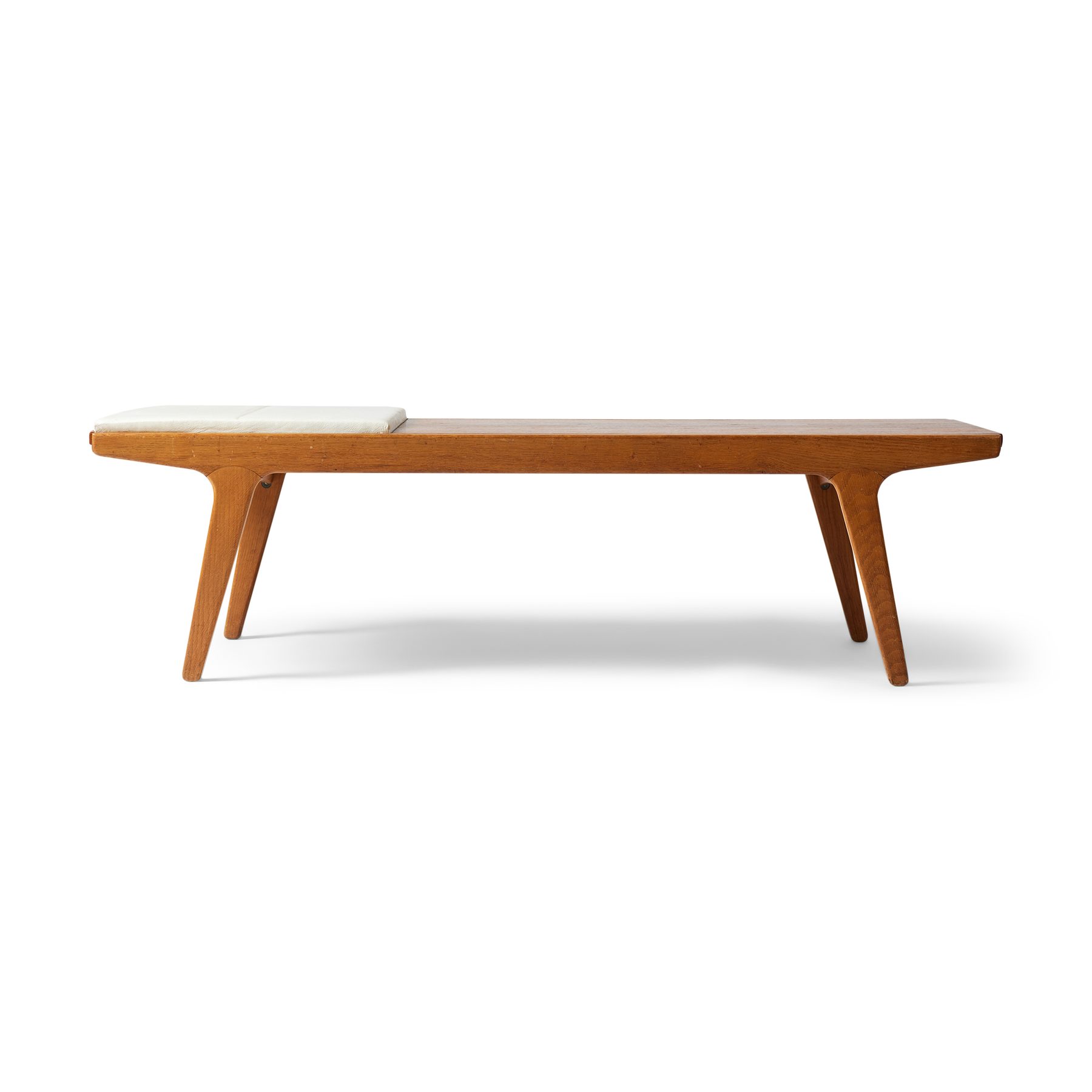 Unique Danish oak bench with a reversible leather & teak top
