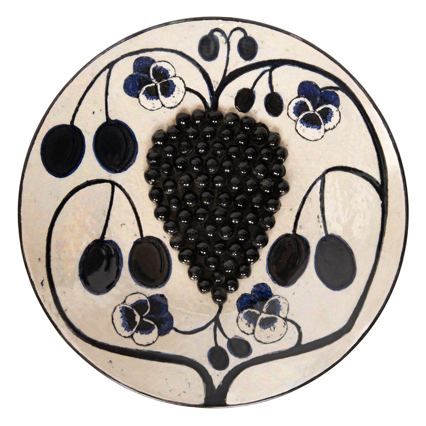Sculpted and Glazed Platter of Grapes and Vines