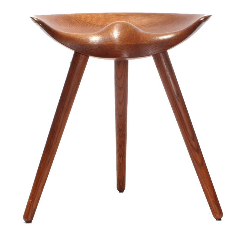 Three-Legged Teak Milking Stool