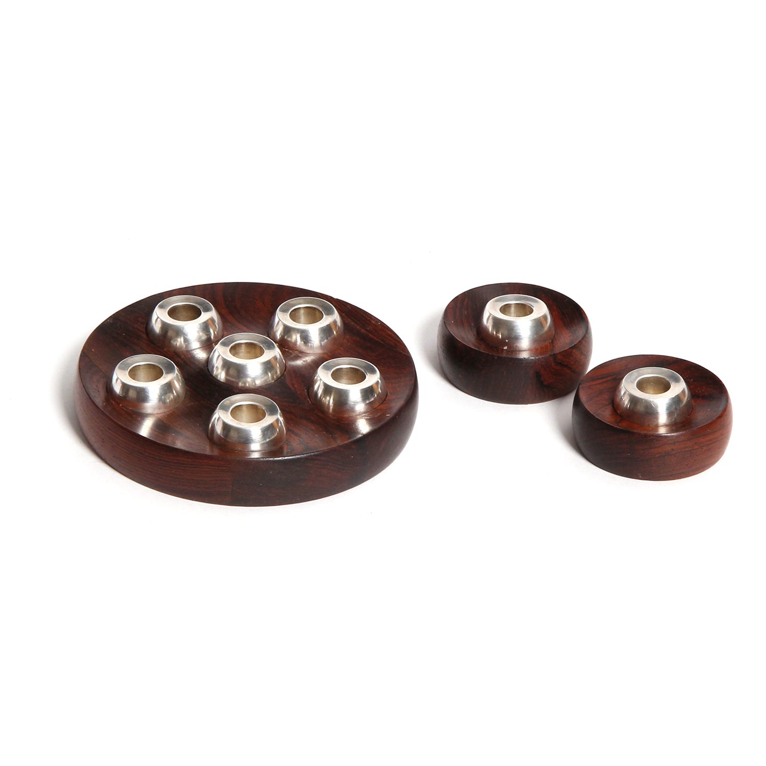 Rosewood and Siverplated Candle Holder