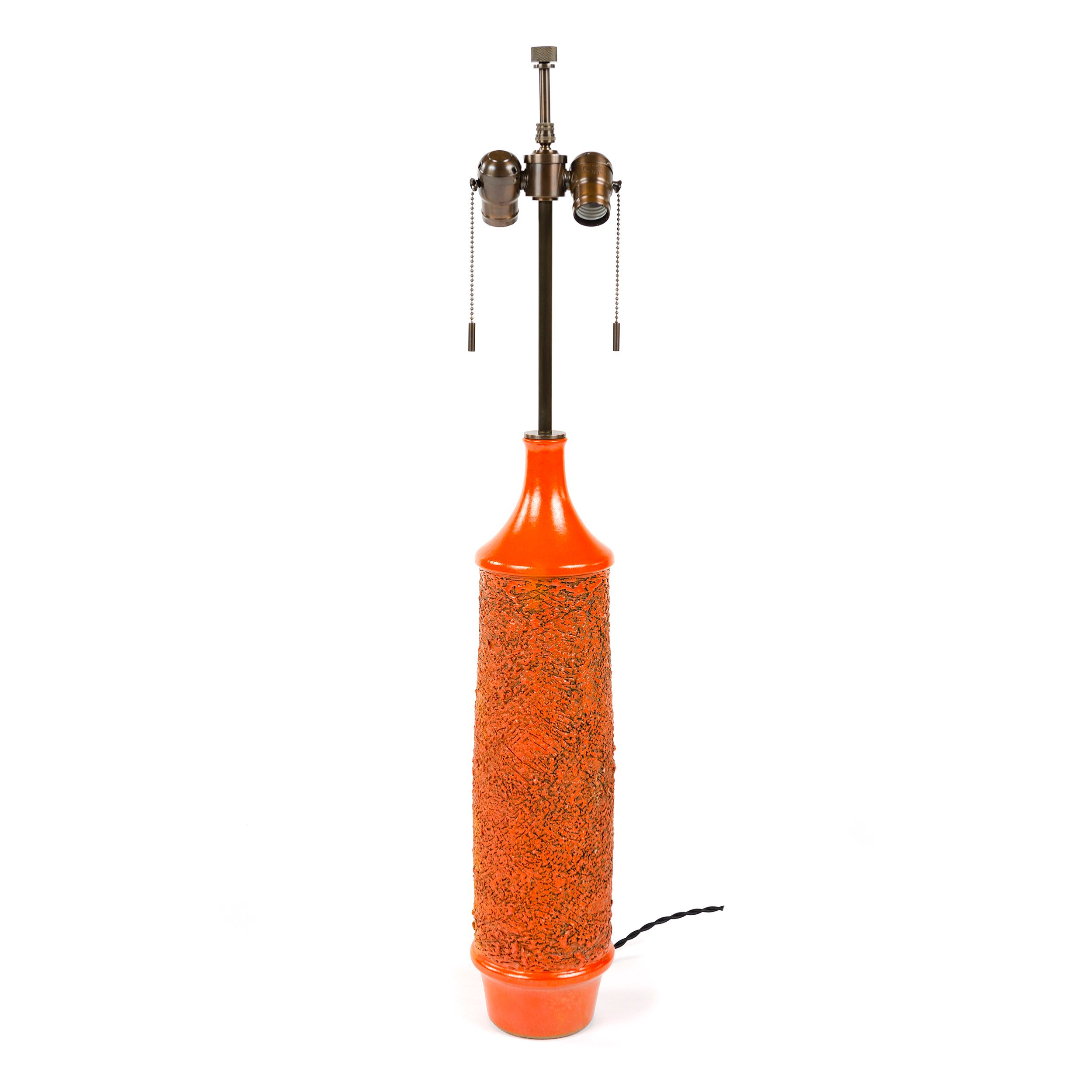 A Mandarin Orange Glazed Table Lamp