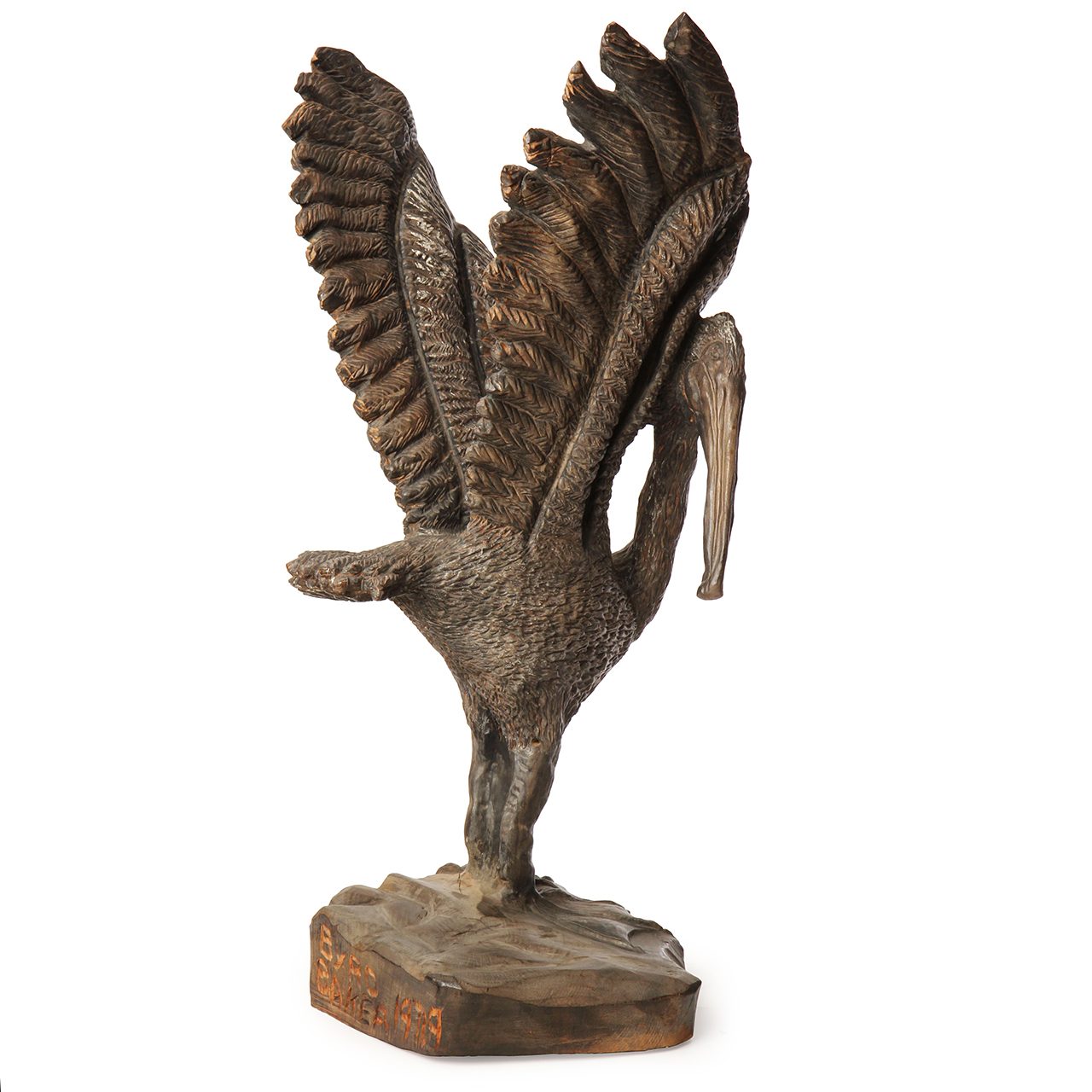 Wooden Pelican Sculpture