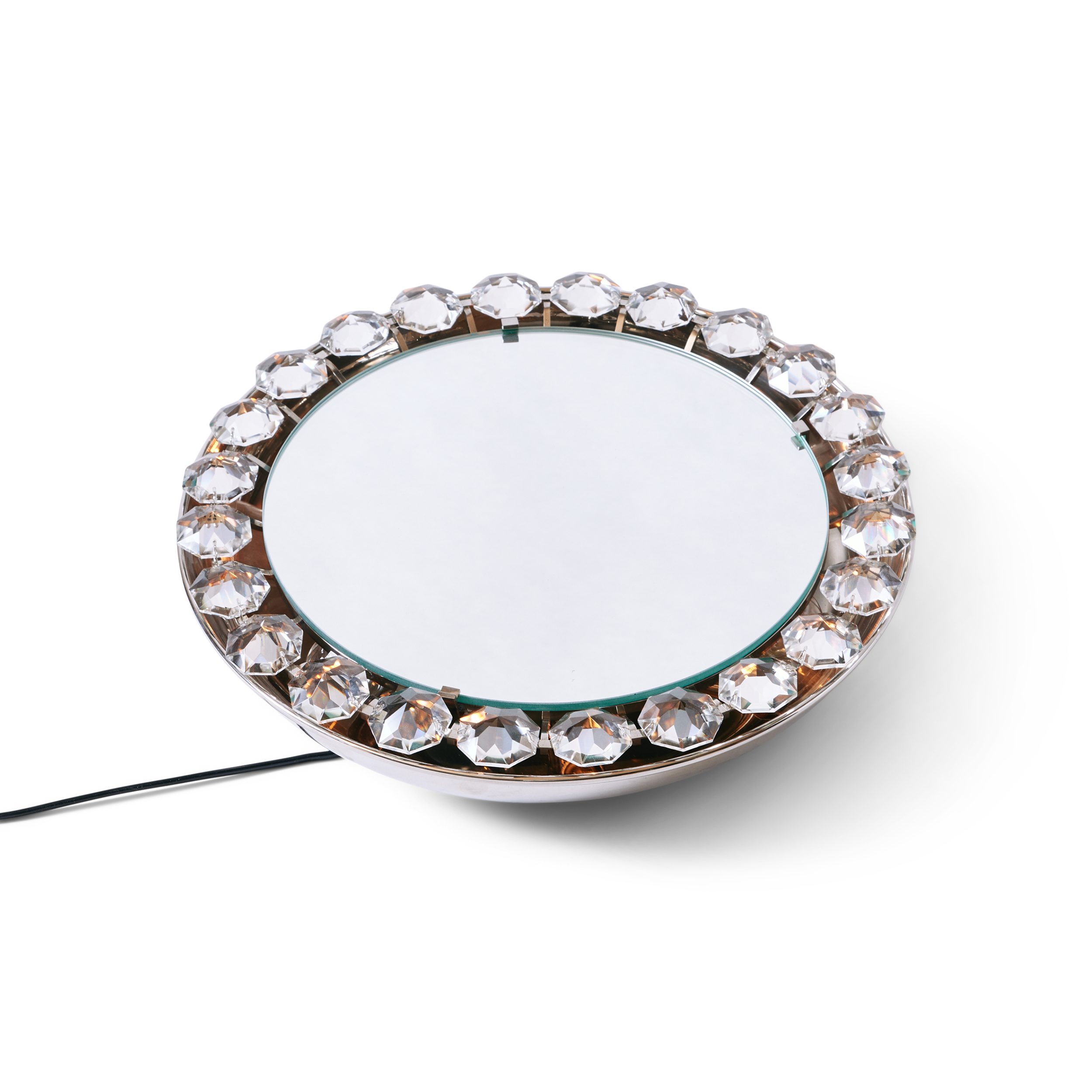 Crystal and Chrome Illuminated Wall Mirror
