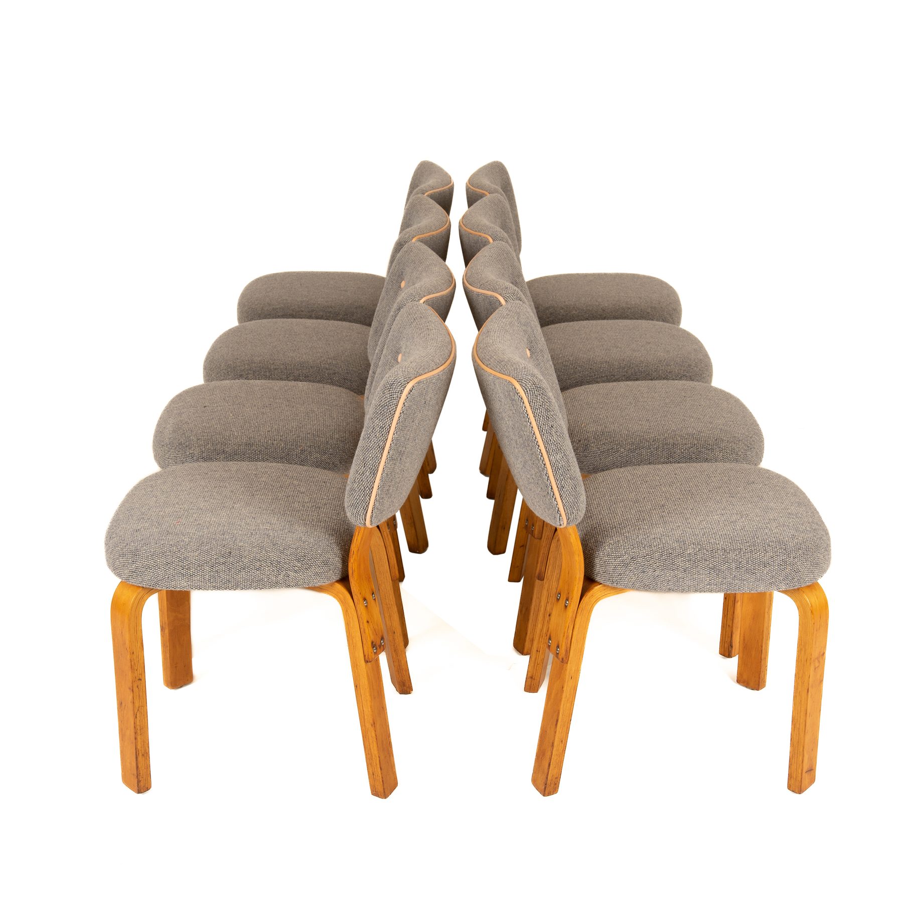 Set of Eight #62 Large Upholstered Dining Chairs