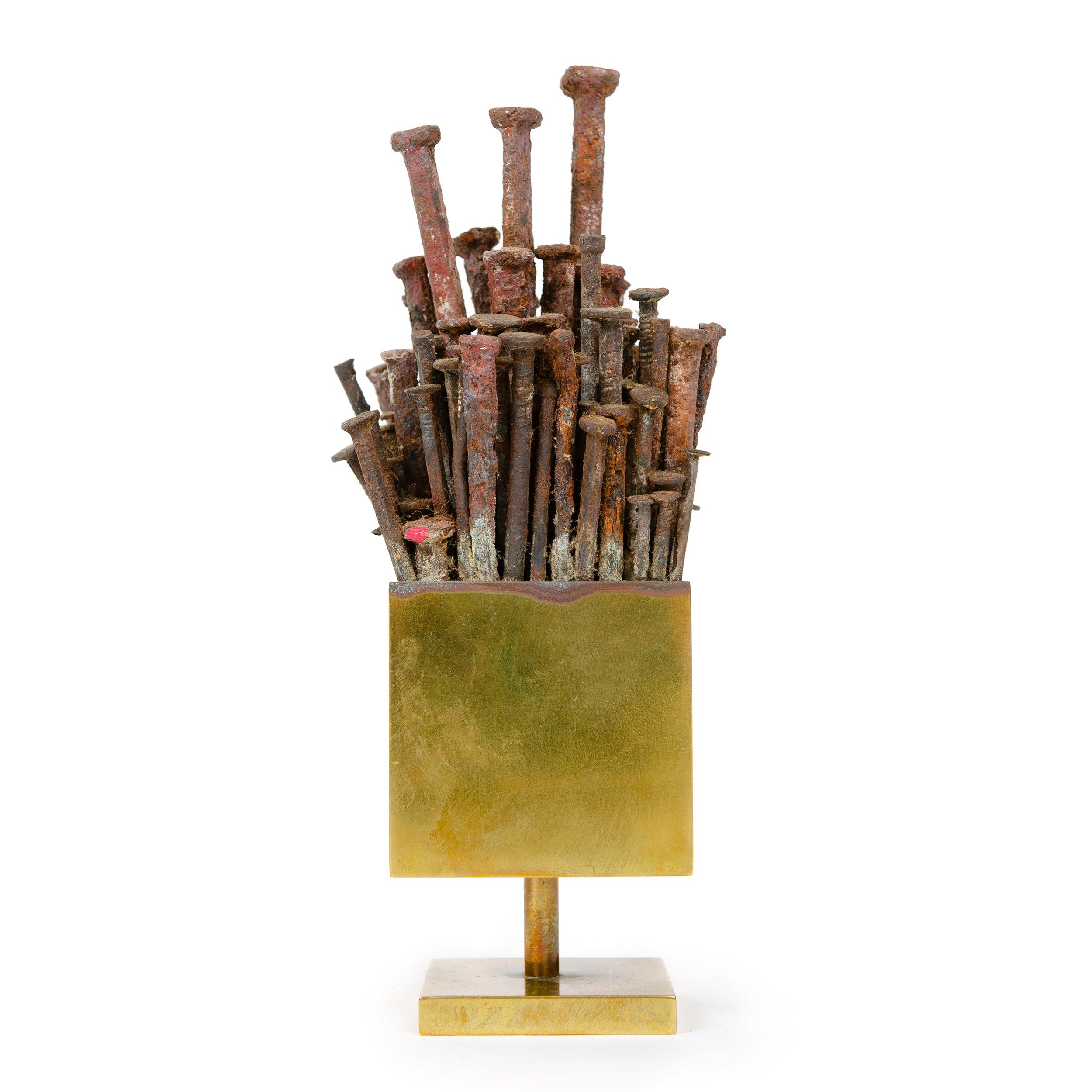 Steel Nail Sculpture in Bronze Box